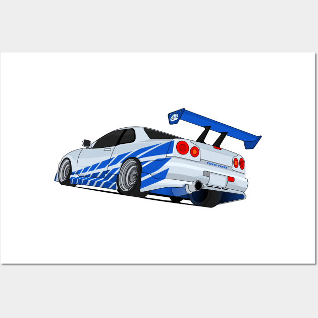 SKYLINE GTR R34 FAST AND FURIOUS Wall Art by VENZ0LIC